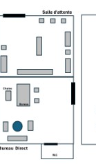Plan d'implantation Salle d'attente / Bureau Direct — Polyclinique Nassib